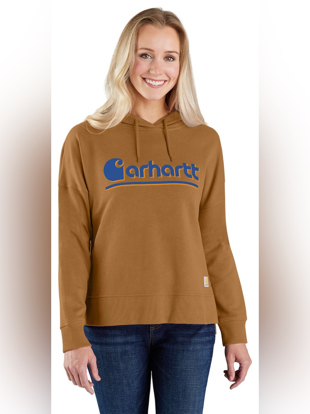 NWT Carhartt Brown Graphic Logo Hoodie- Women's Size Small